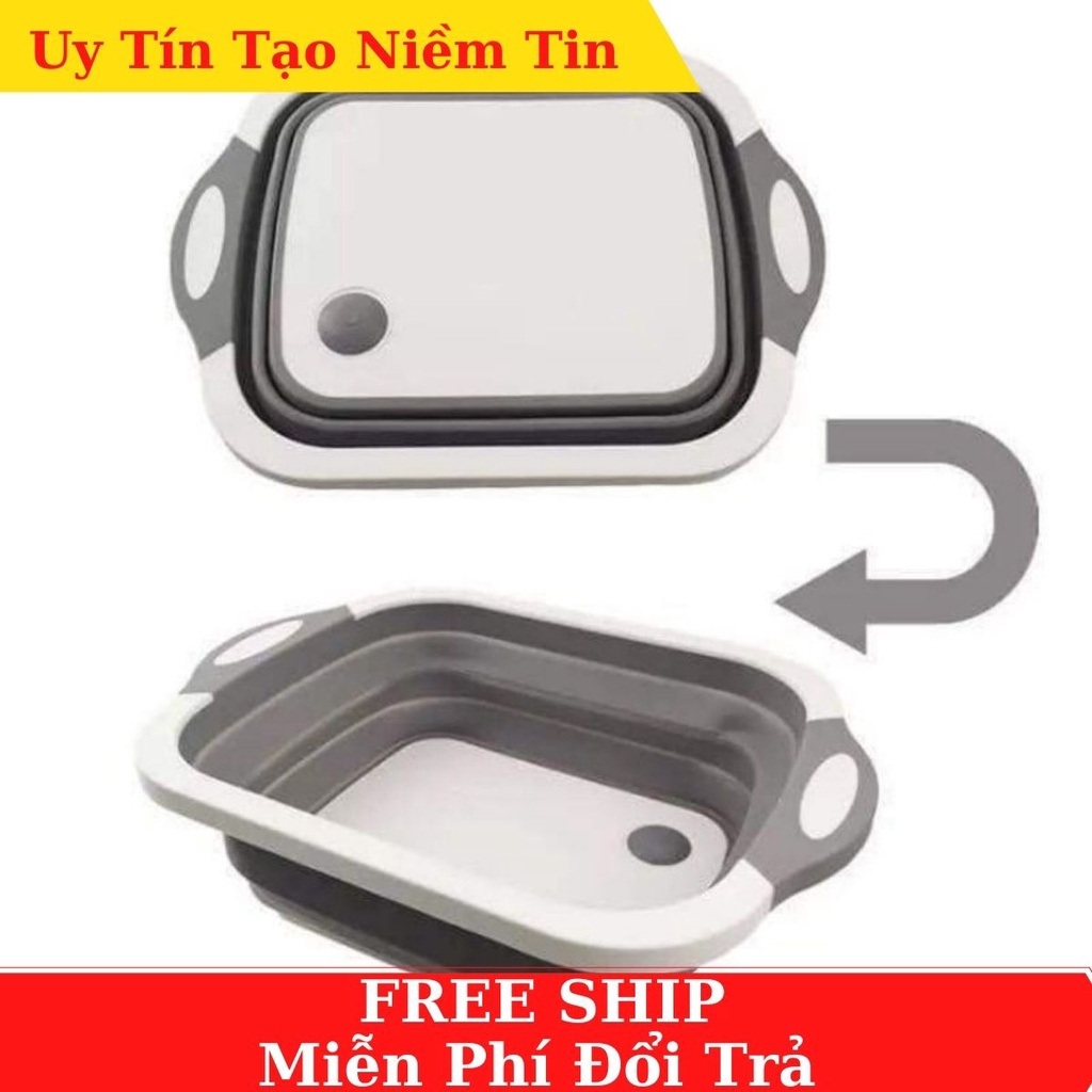 Chậu gấp gọn kèm thớt và rổ đựng 3 trong 1 đa năng tiện dụng