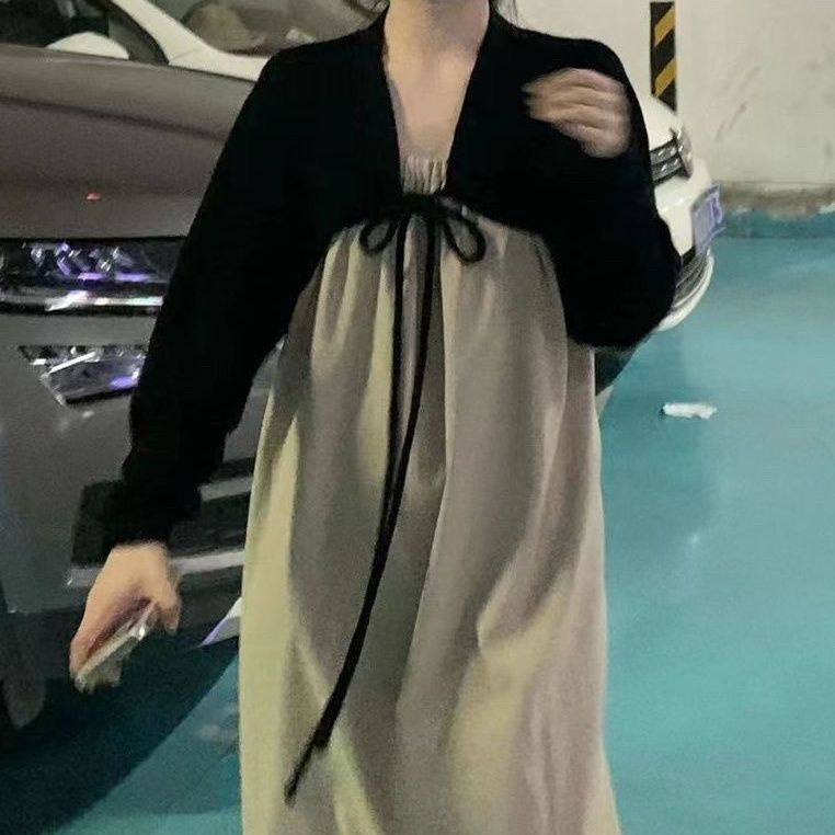 AMOI Set Đầm Hai Dây Và Áo Khoác Cardigan Chống Nắng Thời Trang 2022 Cho Nữ