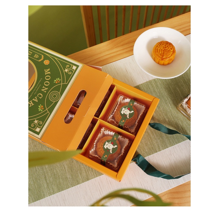Nhãn dán hộp bánh trung thu hộp trang trí dễ thương bao bì đóng gói niêm phong 1 tấm 6 cái
