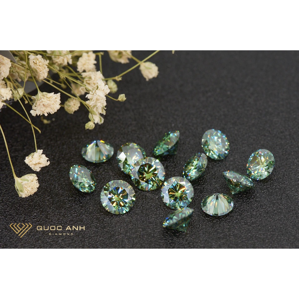 Kim cương nhân tạo Mỹ Moissanite màu xanh nước D độ sạch FL, thử bút lên vạch đỏ