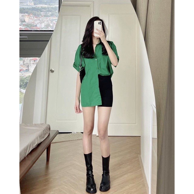 Áo sơ mi nữ cộc tay đi học đi làm chât thô lụa cao cấp hàng đẹp kiểu dáng basic A226 SUTANO
