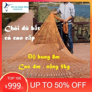 [Hàng Thái Lan] Chài Dù Bắt Cá Cao Cấp Bung 8m nặng 5kg mắt thưa chuyên đánh bắt thủy sản, chì đúc, mắt lưới dai, bền