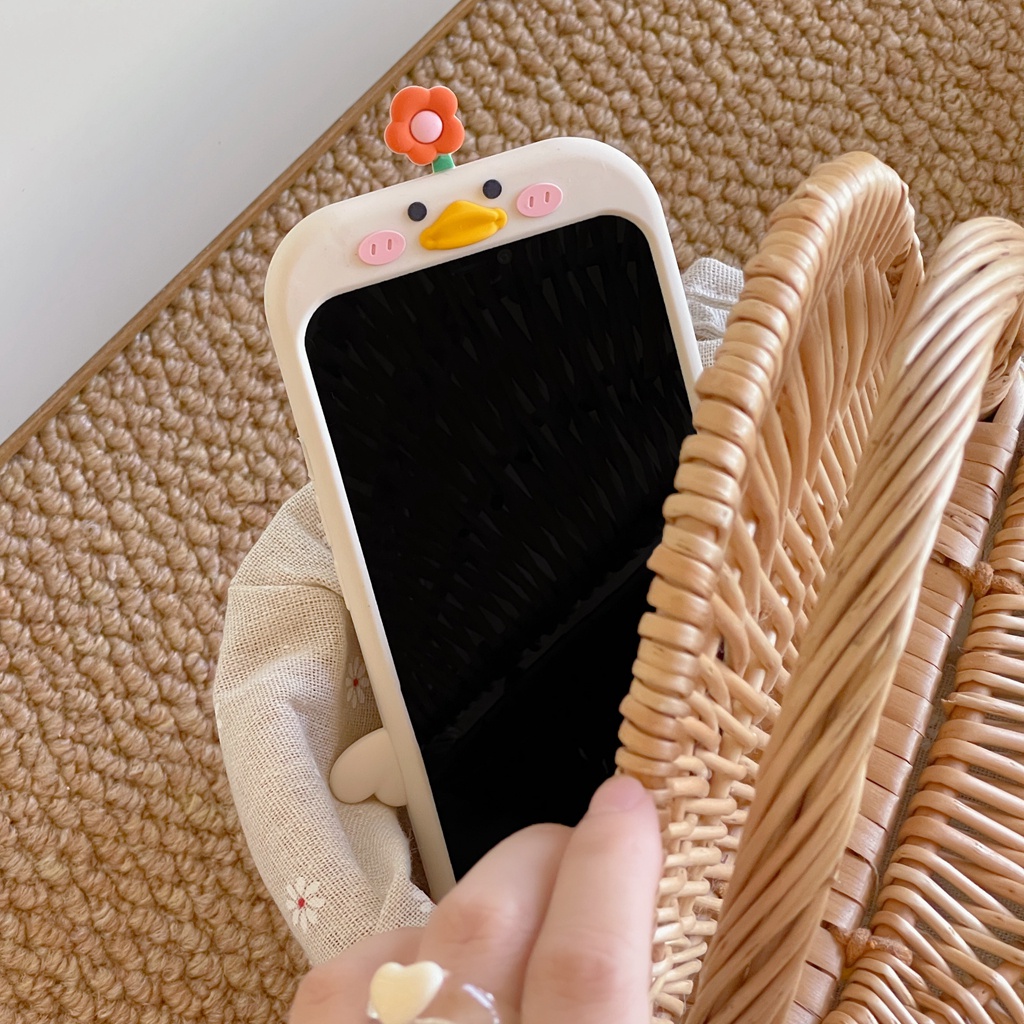 Ốp Điện Thoại Hình Vịt Và Hoa Dễ Thương Cho Iphone 13 13pro Max11 Pro Max Xs Max X 12 Pro Max