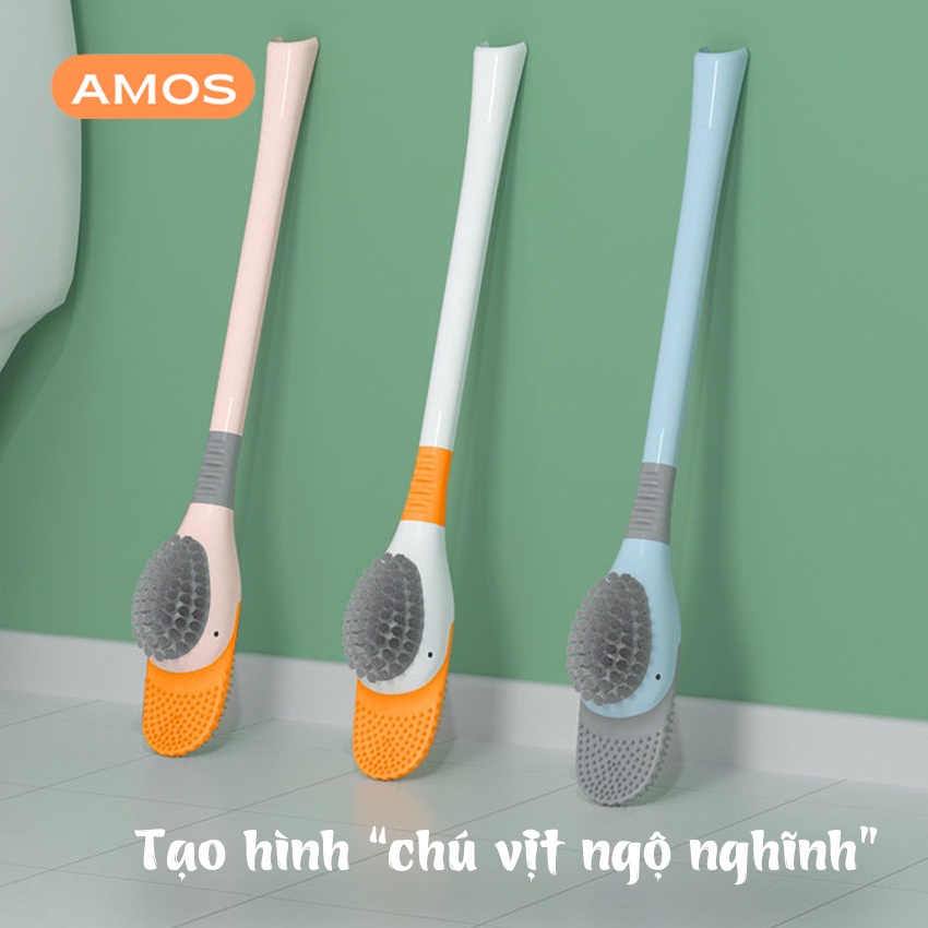 Cọ Rửa Cồn Cầu Toilet Gắn Tường Hình Chú Vịt Ngộ Nghĩnh Chất Liệu Silicone Mềm Mại Siêu Bền - CCV2
