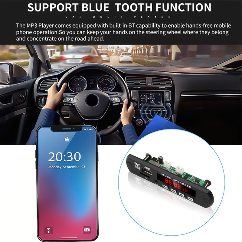 Bộ giải mã âm thanh DC12V Mp3 cổng USB Fm 3.5mm cho xe hơi