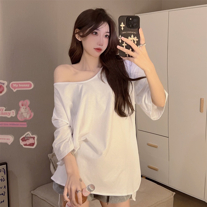 SUXI Áo Thun Ngắn Tay Cổ Tròn Màu Sắc Đơn Giản Thời Trang Mùa Hè Cho Nữ