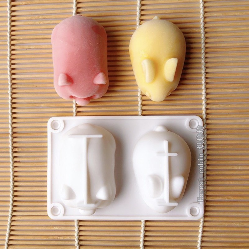 Khuôn silicon hình Thỏ Lợn làm pudding, bánh, thạch cho bé