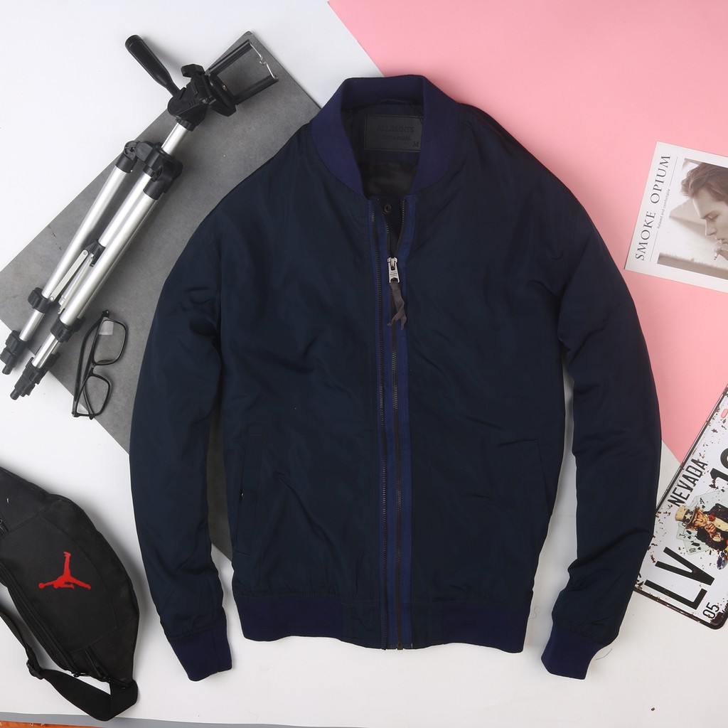 Áo khoác gió nam Bomber vnxk all saints  trơn màu xuất dư