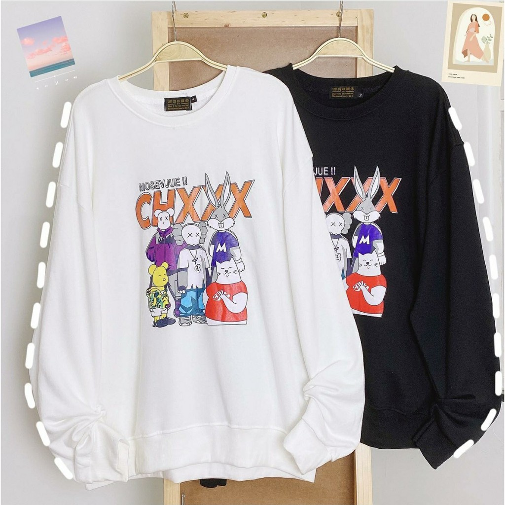 Áo Sweater Nỉ Bông KAWS CHXXX Form Rộng Ulzzang Unisex (Ảnh Thật)