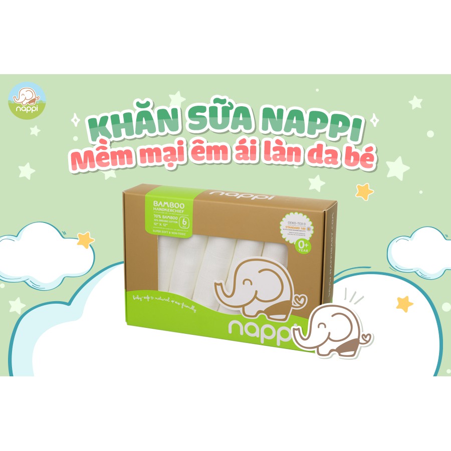 [ NAPPI ] [ HÀNG CHÍNH HÃNG ] Khăn sữa sợi tre Nappi (6 chiếc/hộp)