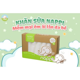 Khăn sữa sợi tre Nappi hộp 6 khăn
