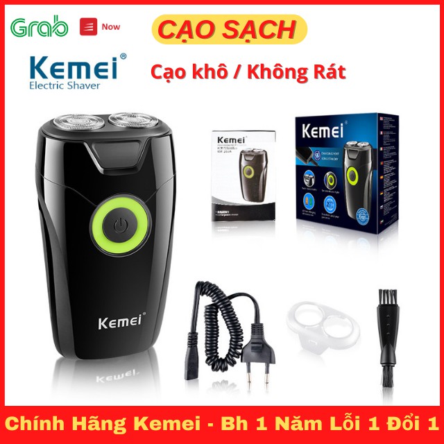 [CẠO SẠCH] Máy Cạo Râu May Cao Rau Nam Kemei 202a 2 Lưỡi Mài Lưỡi Tự Động Cạo Khô Cạo Sát Không Rát