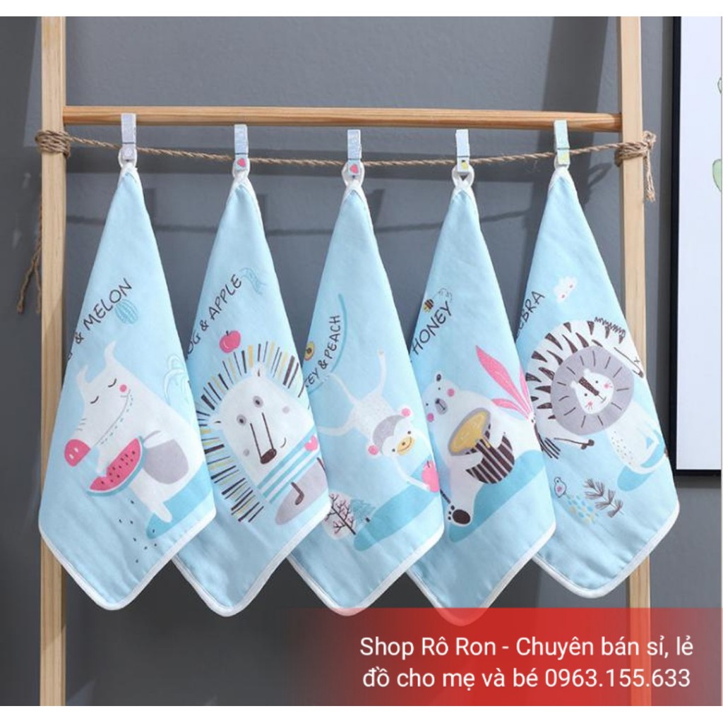 Set 5 khăn xô sữa 6 lớp bo viền KILUTA - Khăn xô sữa Muslin 6 lớp cho bé - Shop Rô Ron