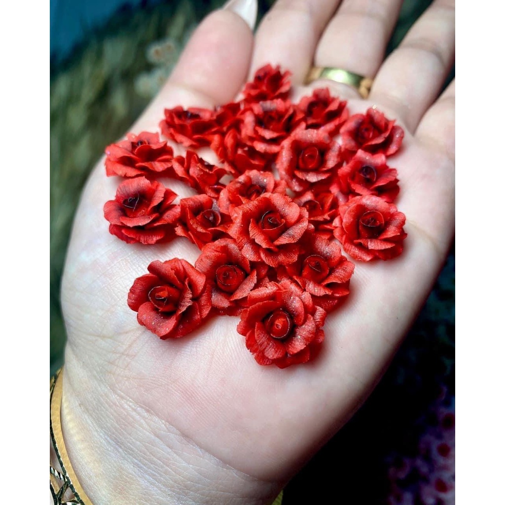Hoa bột nail , hoa hồng pháp lên gắn móng