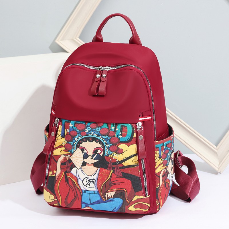 Ba Lô Vải Oxford Nhiều Túi Kích Thước Lớn Phong Cách Dân Tộc Mới Cho Nữ Đi Du Lịch