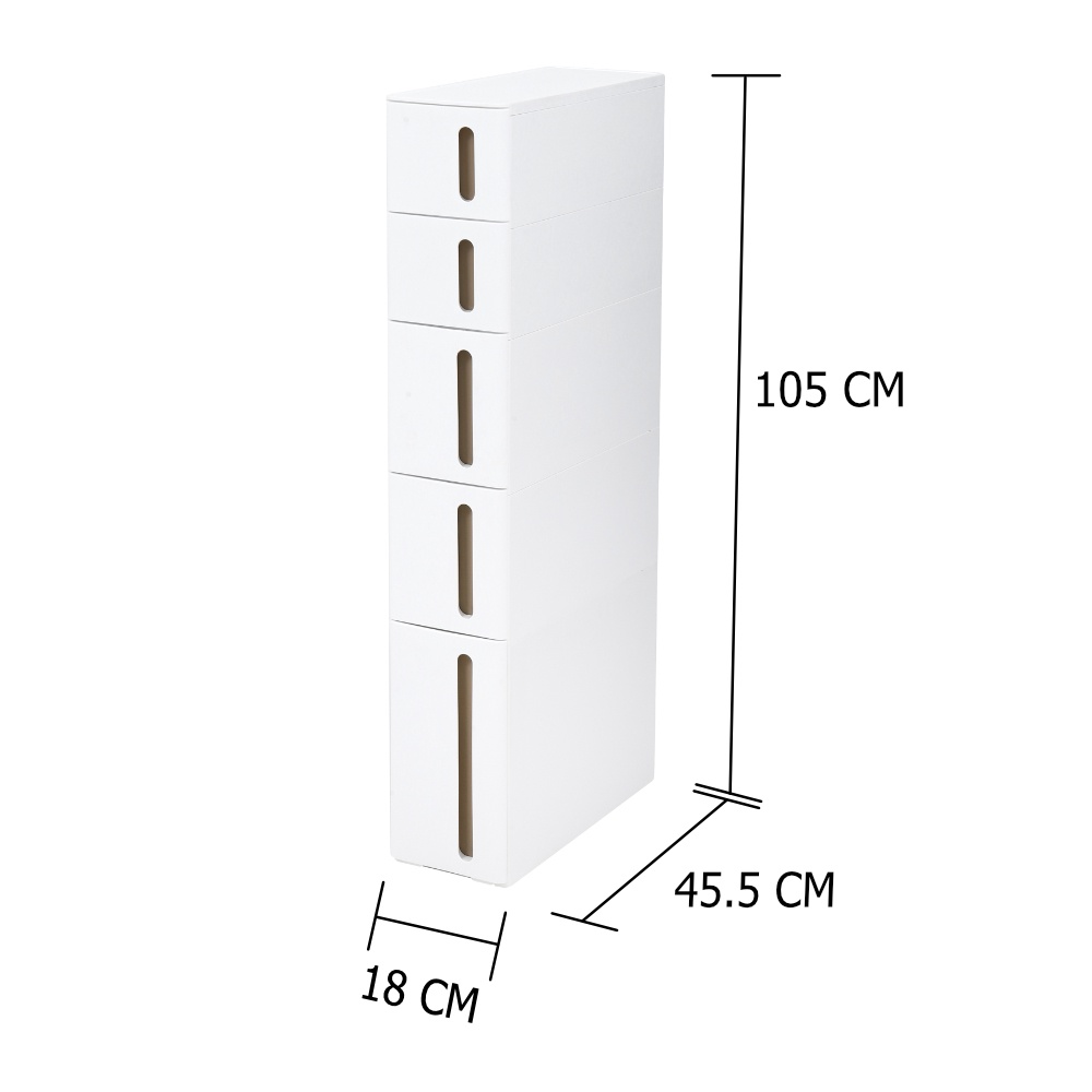 HomeBase STACKO Tủ đựng đồ 5 tầng bằng nhựa SEMAI 18X45.5X105cm màu trắng