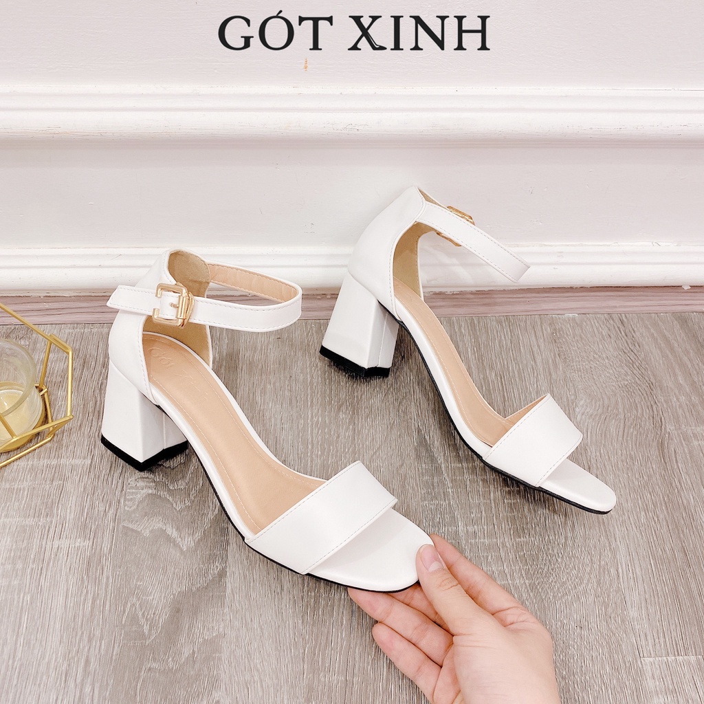 Giày sandal cao gót nữ 7cm GÓT XINH GX13 da mờ gót vuông