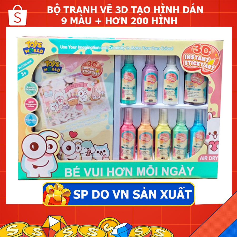 BỘ TRANH VẼ 3D PHÉP THUẬT 09 MÀU 200 HÌNH TẠO THÀNH HÌNH DÁN