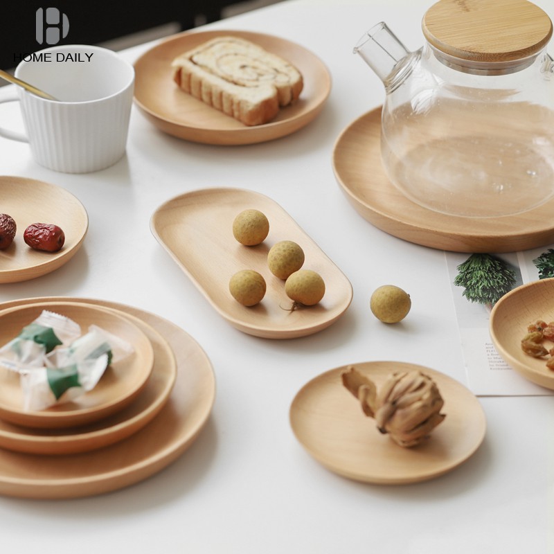 Đĩa đựng thực phẩm/sushi bằng gỗ hình vuông/tròn tiện dụng