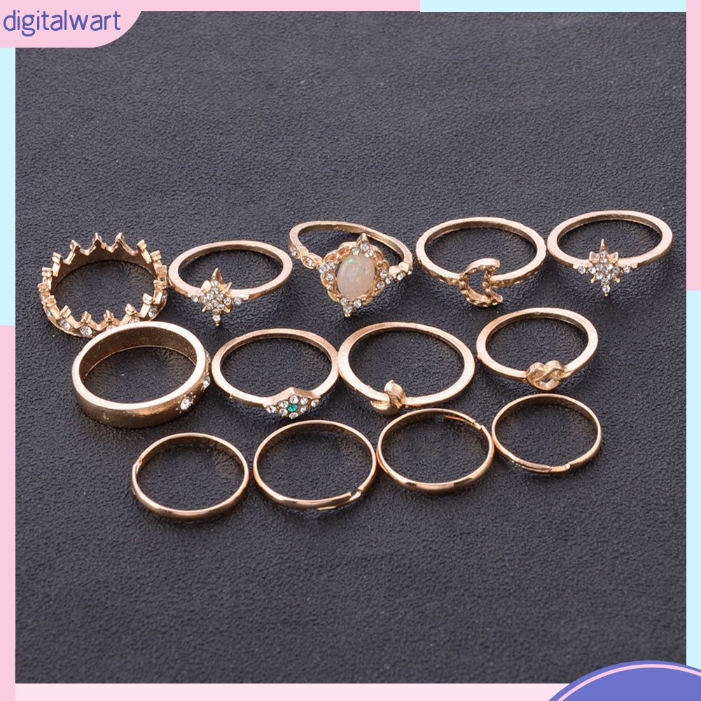 Bộ 13 nhẫn nữ nhiều kiểu dáng phong cách Bohemian độc đáo cá tính