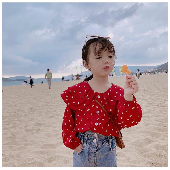 AV10⚡Size90-130 (9-27kg)⚡Áo sơ mi bé gái, cổ bèo vải xô cực đẹp⚡Thời trang trẻ Em hàng quảng châu