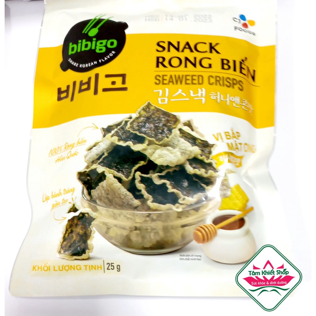 Snack Rong Biển Bibigo 25 gr 1 gói 2 vị.date 3/4/2024