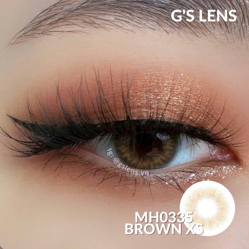 Kính Áp Tròng Lens Nâu Mật Ong Tự Nhiên Hot Douyin Size XS 14mm Có 0 Đến 6 Độ Cận Lệch Độ MH0335 Brown
