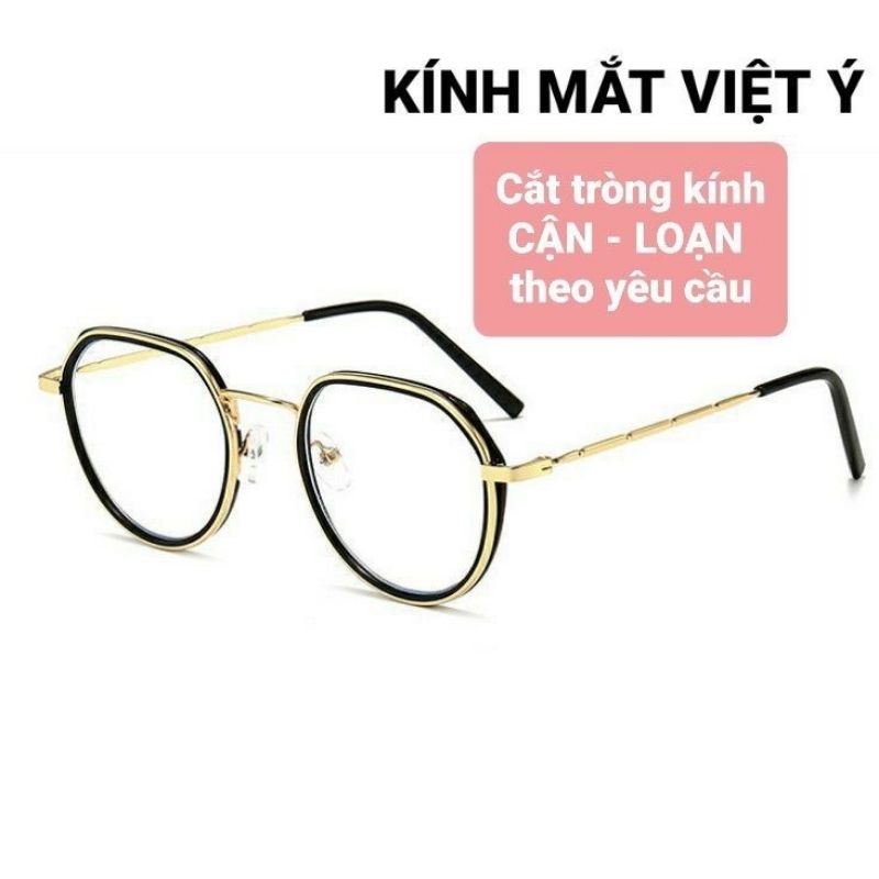 Gọng Kính Ulzzang Kim Loại Đa Giác lắp sẵn tròng 0 độ