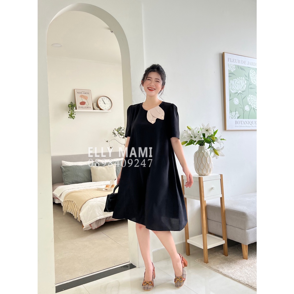 ( 40kg - 110kg ) Đầm Bầu , Suông Cổ 2 Lá Đính Ngọc Form Dễ Mặc Thoải Mái Suốt Thai Kì &amp; Sau Sinh Thiết Kế Cao Cấp