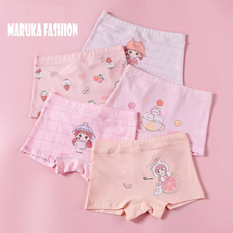 Combo 5 quần chíp đùi cho bé, chíp đùi bé gái cotton cao cấp~Maruka Fashion thế giới quần chíp trẻ em