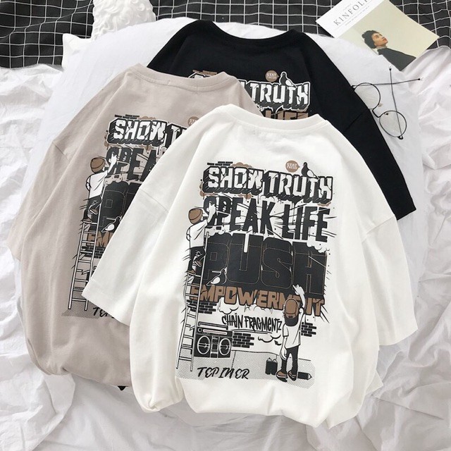 Áo thun tay lỡ nam nữ SAM CLO phông form rộng dáng Unisex, mặc lớp, nhóm, cặp in chữ SHOW TRUTH