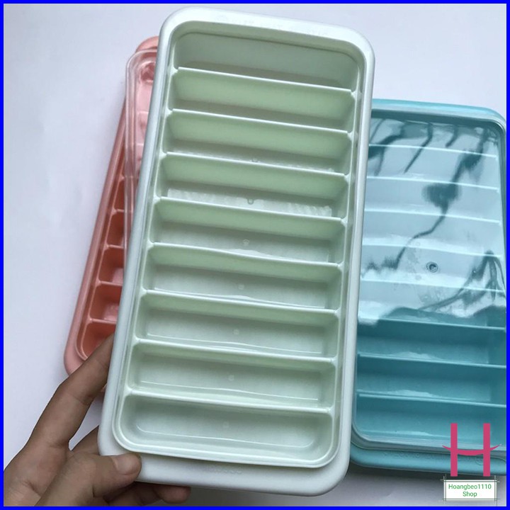 Vỉ đá, Khay đá có nắp 9 viên dài Nhựa Việt Nhật , khuôn thạch rau câu, kẹo dẻo cute MS:6933 { H }
