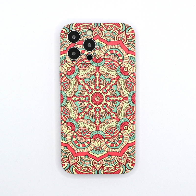 Ốp Điện Thoại Silicon Mềm Dập Nổi Họa Tiết Mandala Màu Xanh Dương Sáng Tạo Kiểu Trung Hoa iPhone13Promax 12 11 xs xr