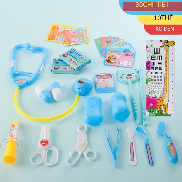 Đồ chơi bác sĩ trẻ em, gồm hộp y tế y tá, tiêm ống nghe dụng cụ cho bé 2 - 6 tuổi nhiều màu sắc