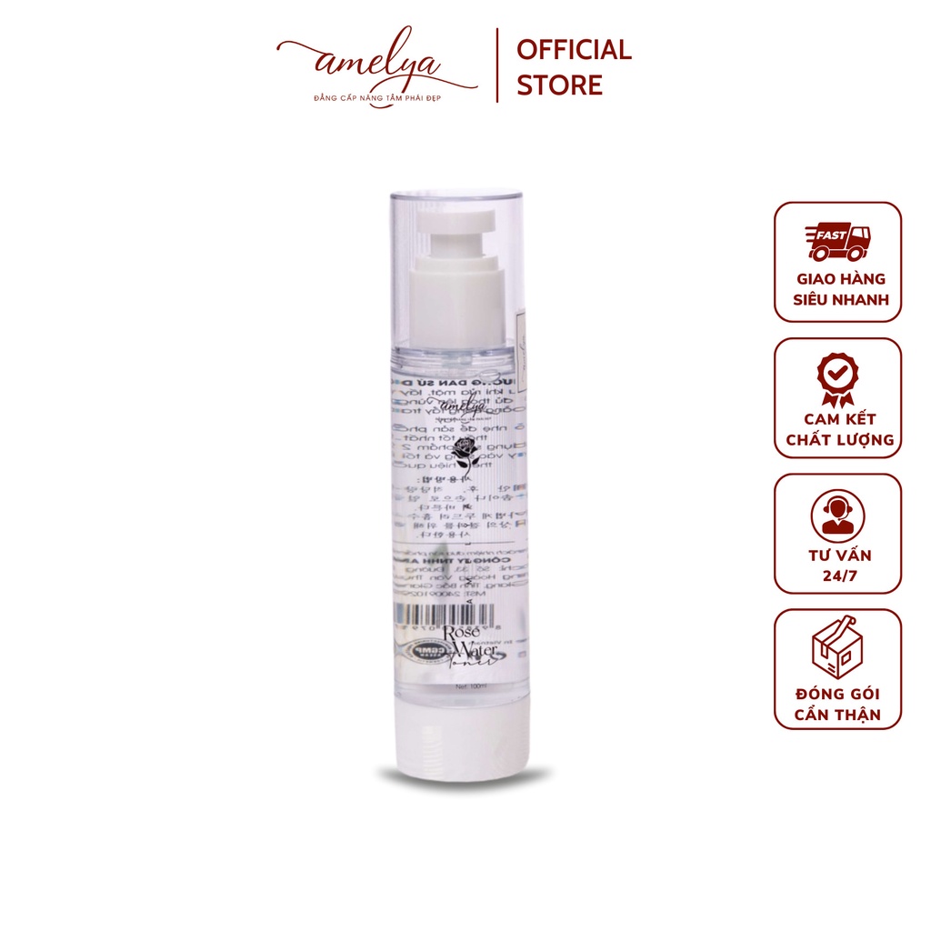 Nước Hoa Hồng Rose Water Toner Cao Cấp - Cân bằng Ẩm, Kiềm Dầu, Se Khít Lỗ Chân Lông - Amelya.Mall