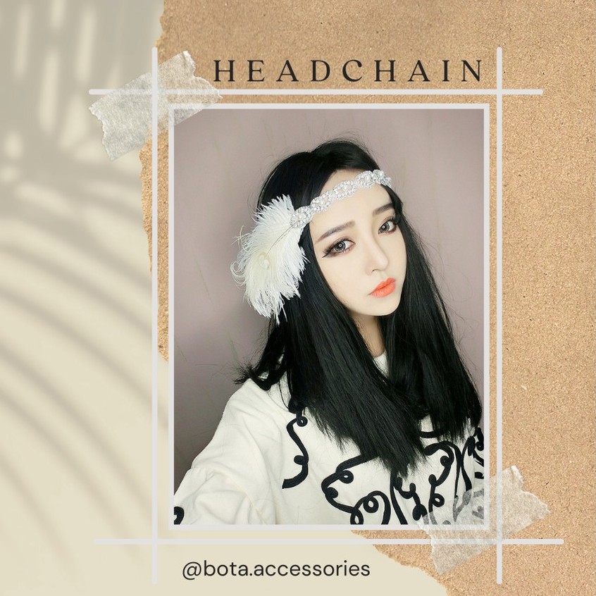 Vòng đội đầu lông vũ phong cách cổ điển cho cô dâu (Headchain) [CÓ SẴN - HÀNG CHẤT LƯỢNG]