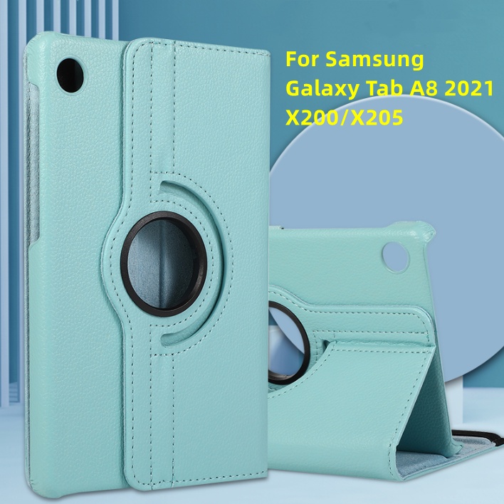 Ốp Máy Tính Bảng Da Có Đế Xoay 360 Độ Cho Samsung Galaxy Tab A8 10.5 2021 X200 X205° Ốp Lưng Xoay
