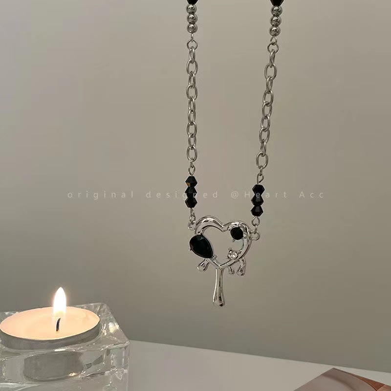 iF YOU Vòng cổ Mặt Trái Tim Đính Ngọc Trai Nhân Tạo Thời Trang