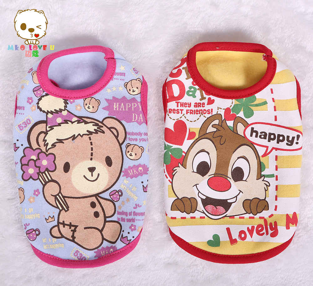 cartoon pet clothes dog clothes plus fleece sweater shirt