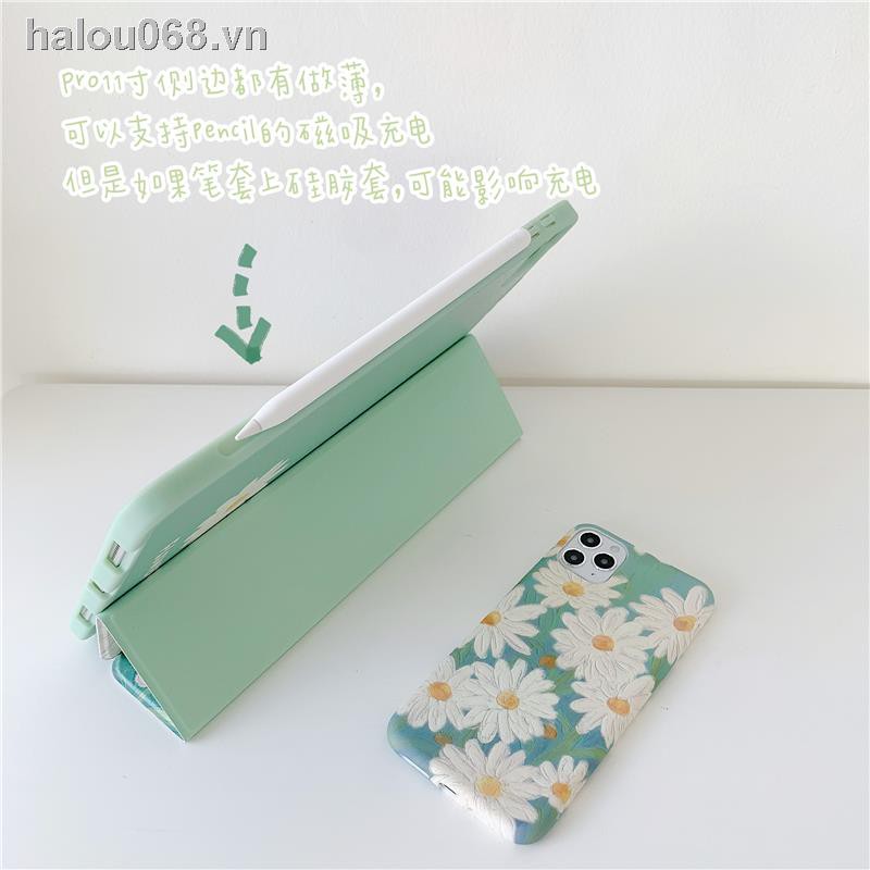 ✘✁◆✿Ready stock✿  Ipad case Play win ins oil painting daisy protective cover 2018 new mini5 apple air3/2 all-inclusive pro10.5 anti-drop 9.7 inch  10.2 three Folding Pen Slot 2017 Soft