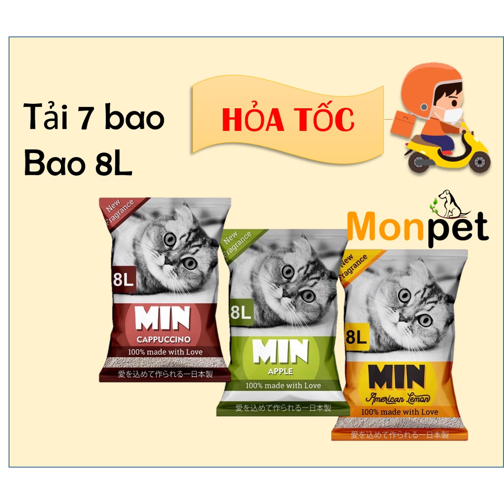 Tải Cát vệ sinh cho mèo Cát Min 8L ( 1 tải 7 bao) Siêu tiết kiệm