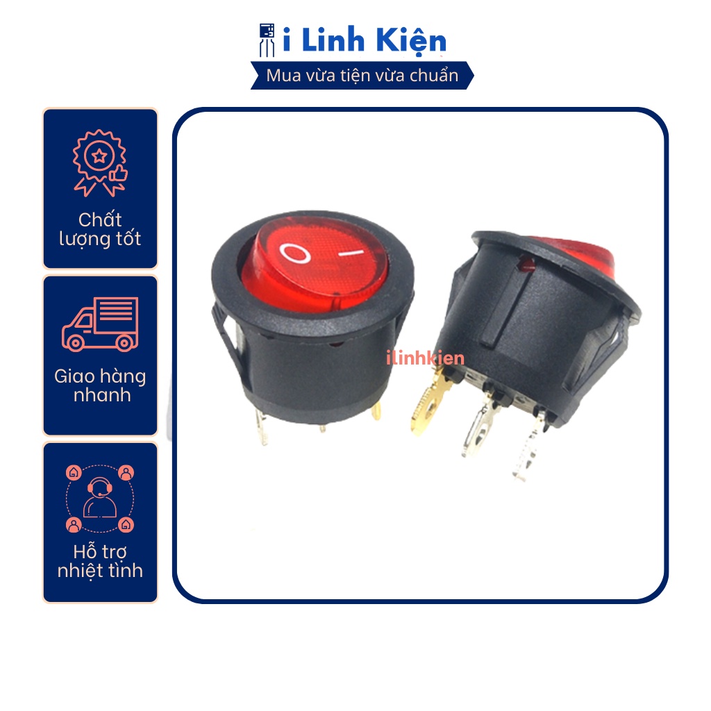 Công tắc bập bênh tròn KCD1-105 6A250V 3P có đèn