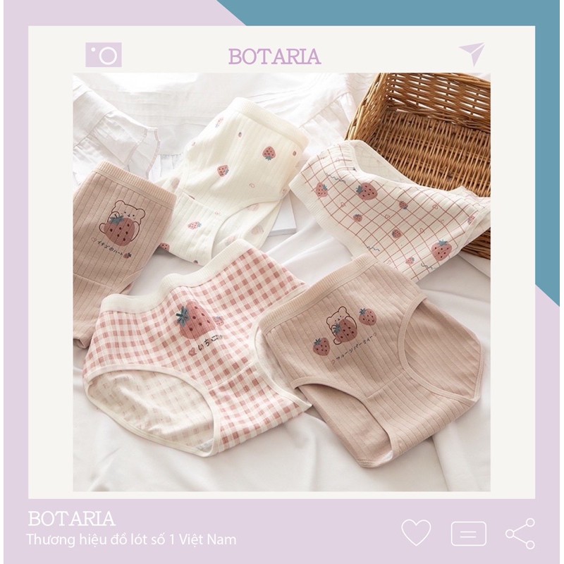 Quần Lót Nữ Cotton Cao Cấp Nâng Mông Thông Hơi Hoạ Tiết Dễ Thương Botaria