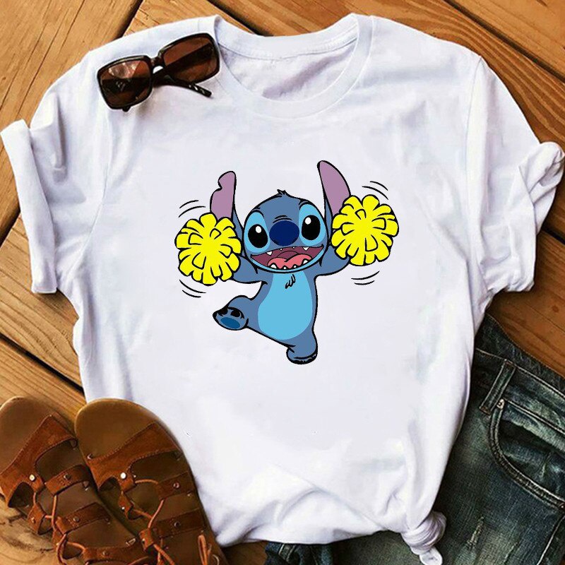 Áo thun nữ tay ngắn in hình Lilo Stitch dễ thương