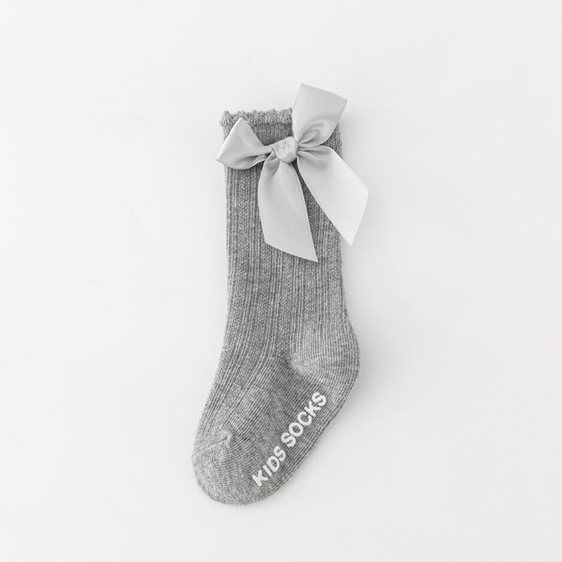 Vớ Cotton Cao Đến Đầu Gối Chống Trượt Mềm Mại Đính Nơ Dễ Thương Dành Cho Trẻ Sơ Sinh