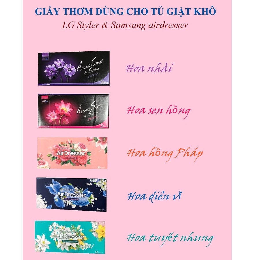 Combo 5 hộp giấy thơm Aroma dùng cho máy giặt khô LG styler
