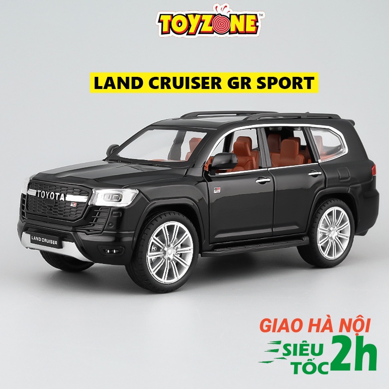 Mô hình xe ô tô Toyota LAND CRUISER GR sport 2022 tỷ lệ 1:24 thân hợp kim, mở full cửa có đèn âm thanh cót chạy đà