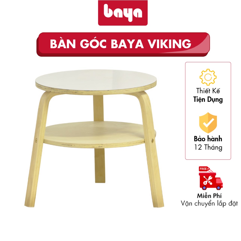 Bàn Góc BAYA VIKING Có 2 Tầng Chất Liệu Gỗ Ván Ép Chắc Chắn Cùng Độ Nhẵn Bóng Đẹp Mắt Hình Tròn Màu Trắng 1026139