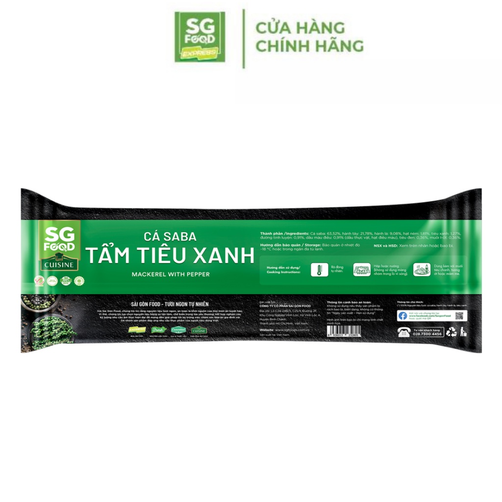 Cá saba SG Food tiêu xanh 500 - 600g