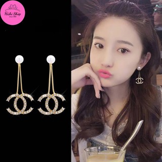 Bông tai dáng dài,khuyên nữ đính hạt phong cách trẻ trung